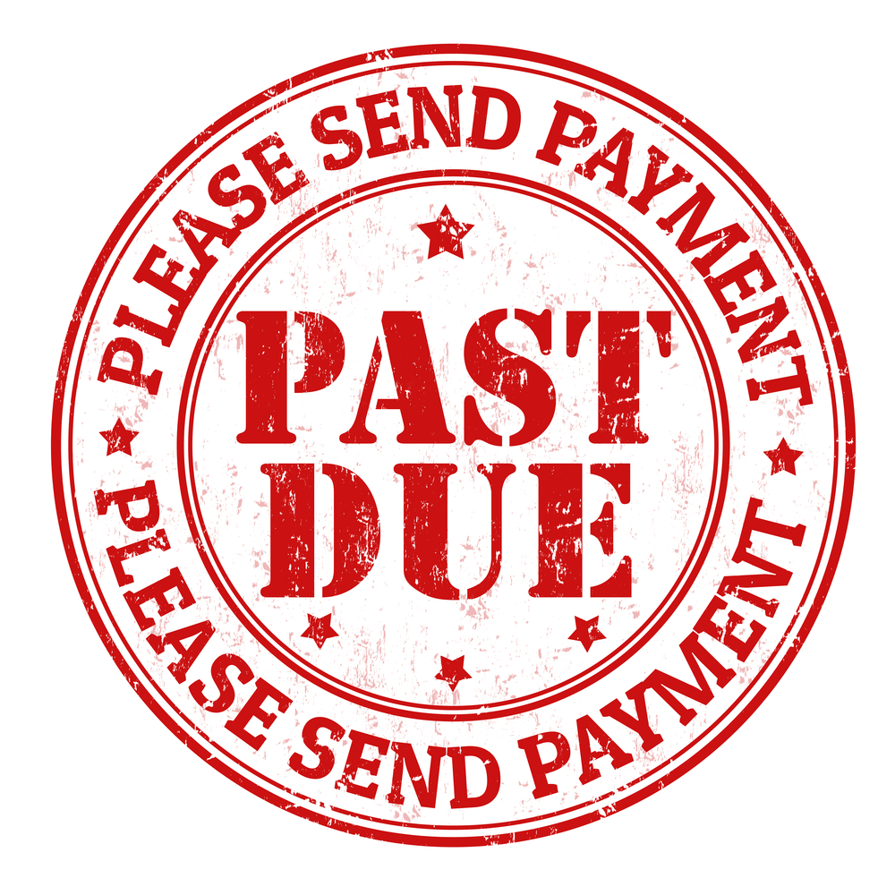 past due payment stamp representing late payment