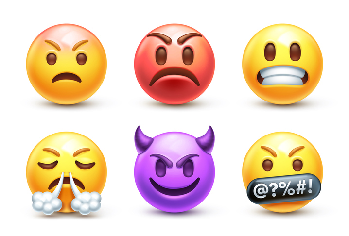 two rows of angry emojis